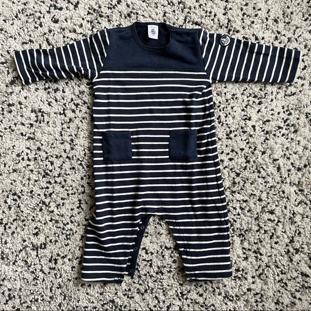 • SOLD • Petit Bateau navy striped jumpsuit